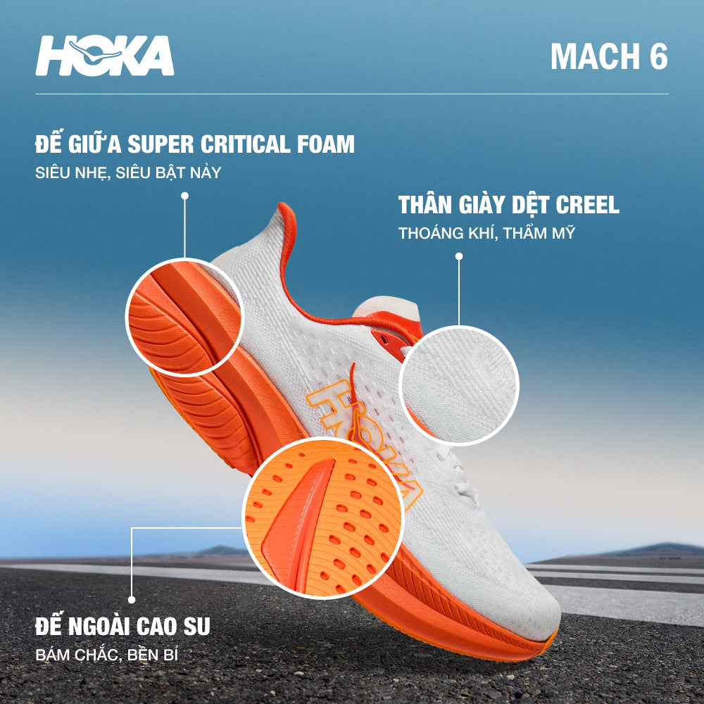 Giày Chạy Bộ Nam HOKA Mach 6 - Cam - Supersports Vietnam
