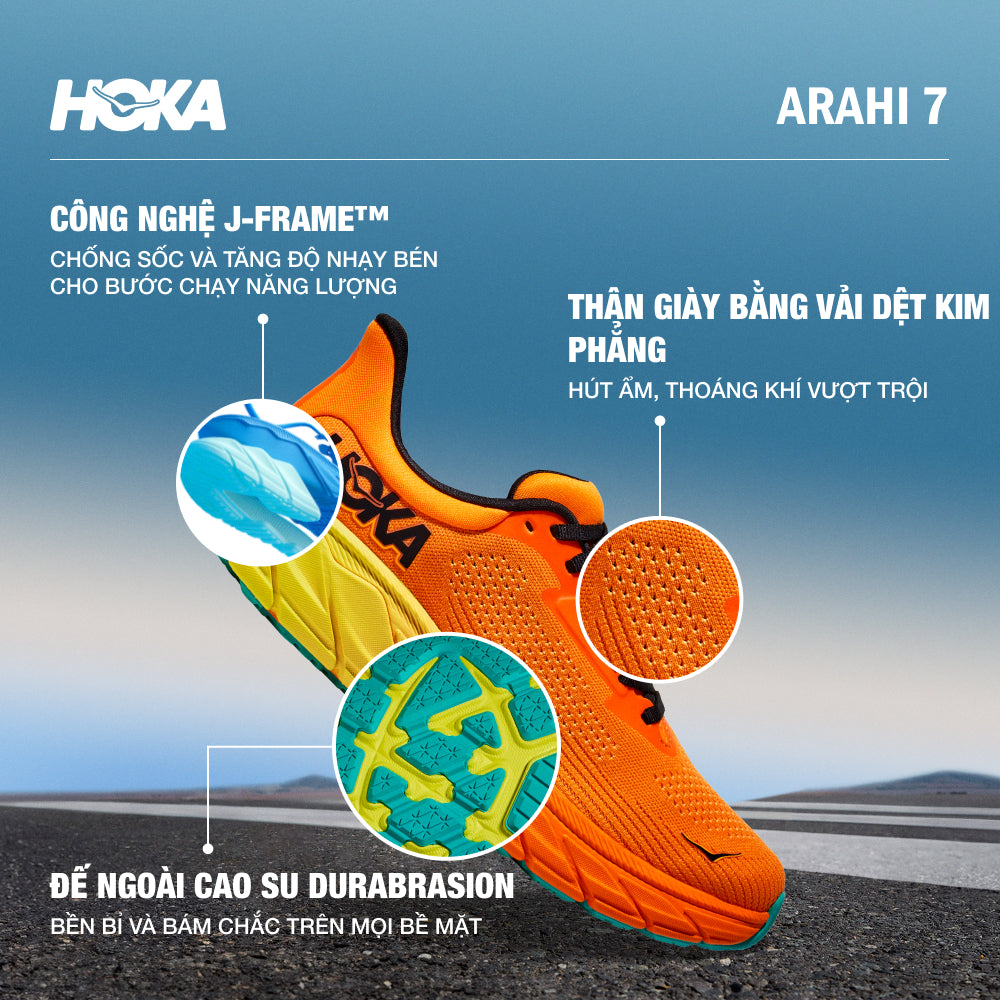 Giày Chạy Bộ Nam HOKA Arahi 7 - Cam - Supersports Vietnam