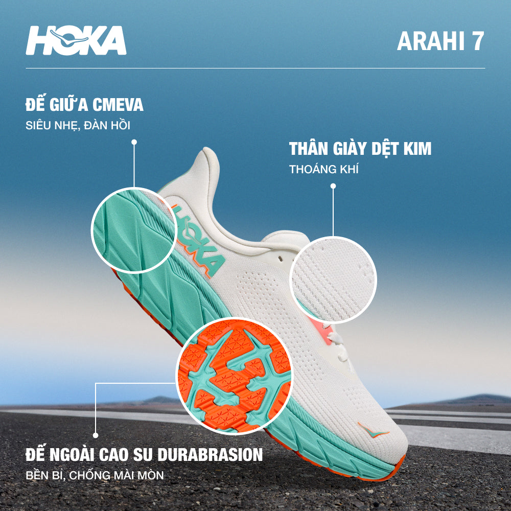 Giày Chạy Bộ Nam HOKA Arahi 7 - Trắng - Supersports Vietnam