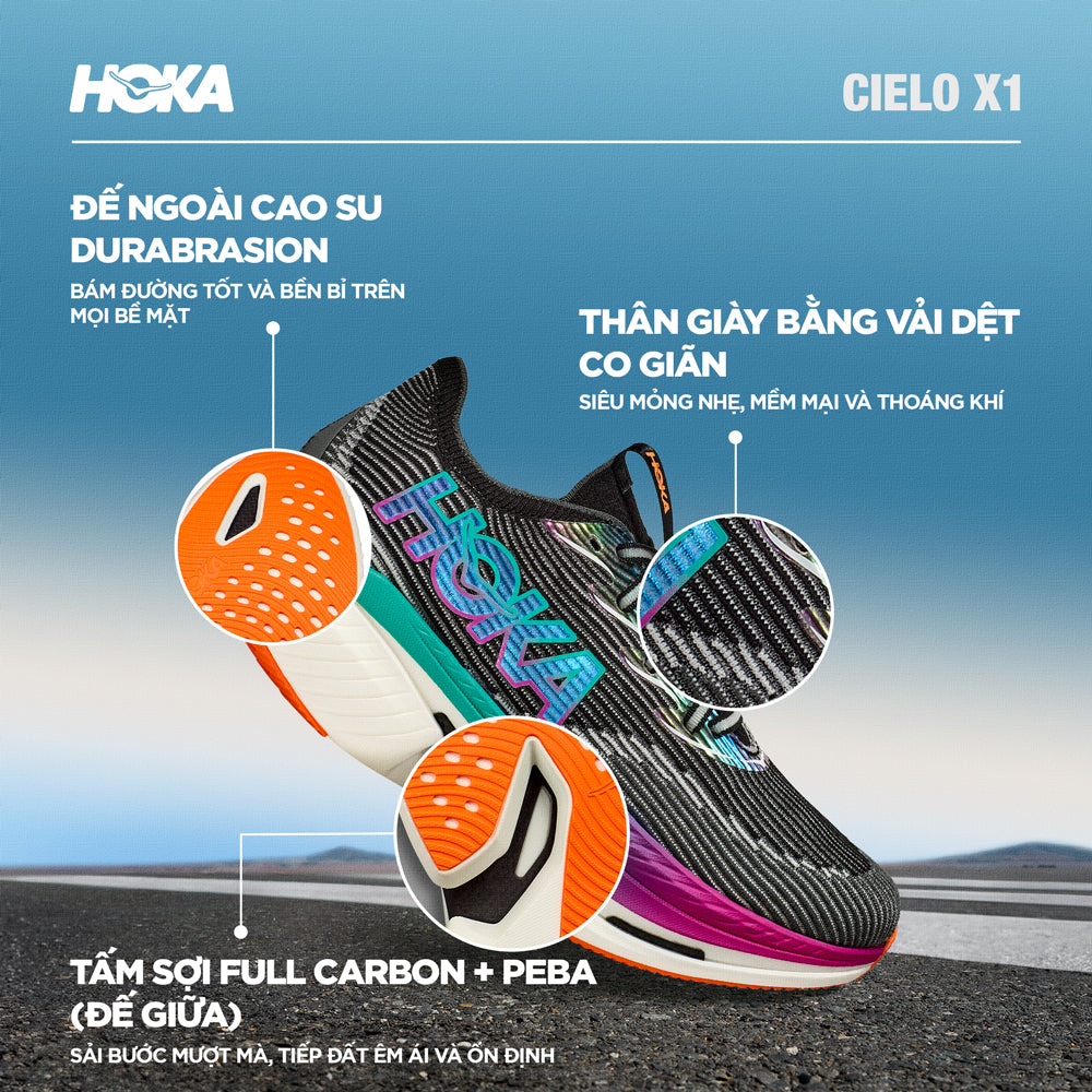 Giày Chạy Bộ Unisex HOKA Cielo X1 - Đen - Supersports Vietnam