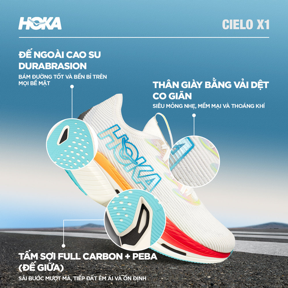 Giày Chạy Bộ Unisex HOKA Cielo X1 - Trắng - Supersports Vietnam
