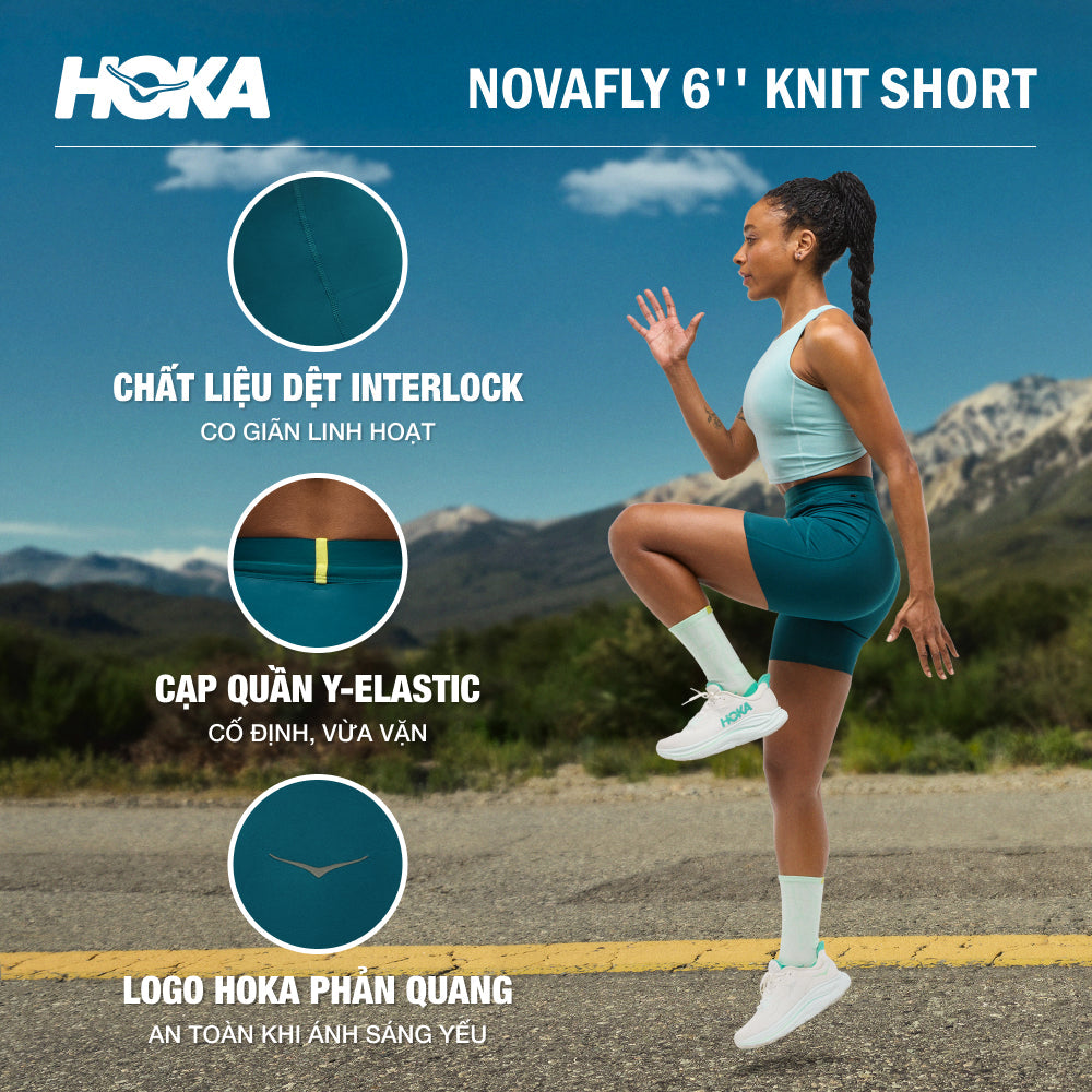 Quần Ngắn Thể Thao Chạy Bộ Nữ HOKA Novafly 6'' Knit - Xanh Dương - Supersports Vietnam