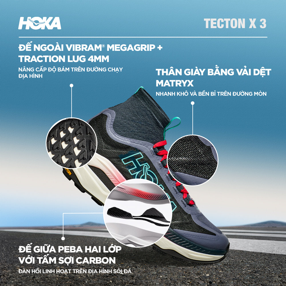 Giày Chạy Bộ Nam Hoka Tecton X 3 - Đen