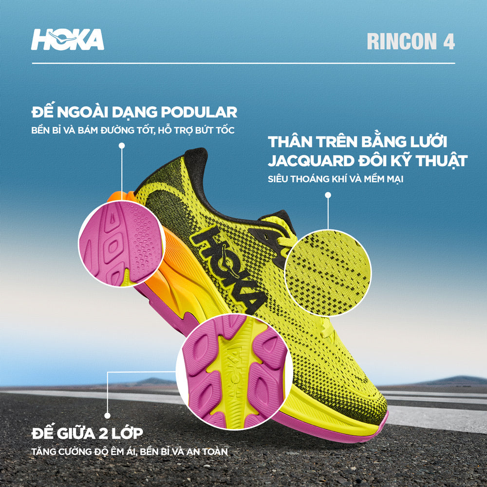 Giày Chạy Bộ Nam HOKA Rincon 4 - Vàng - Supersports Vietnam