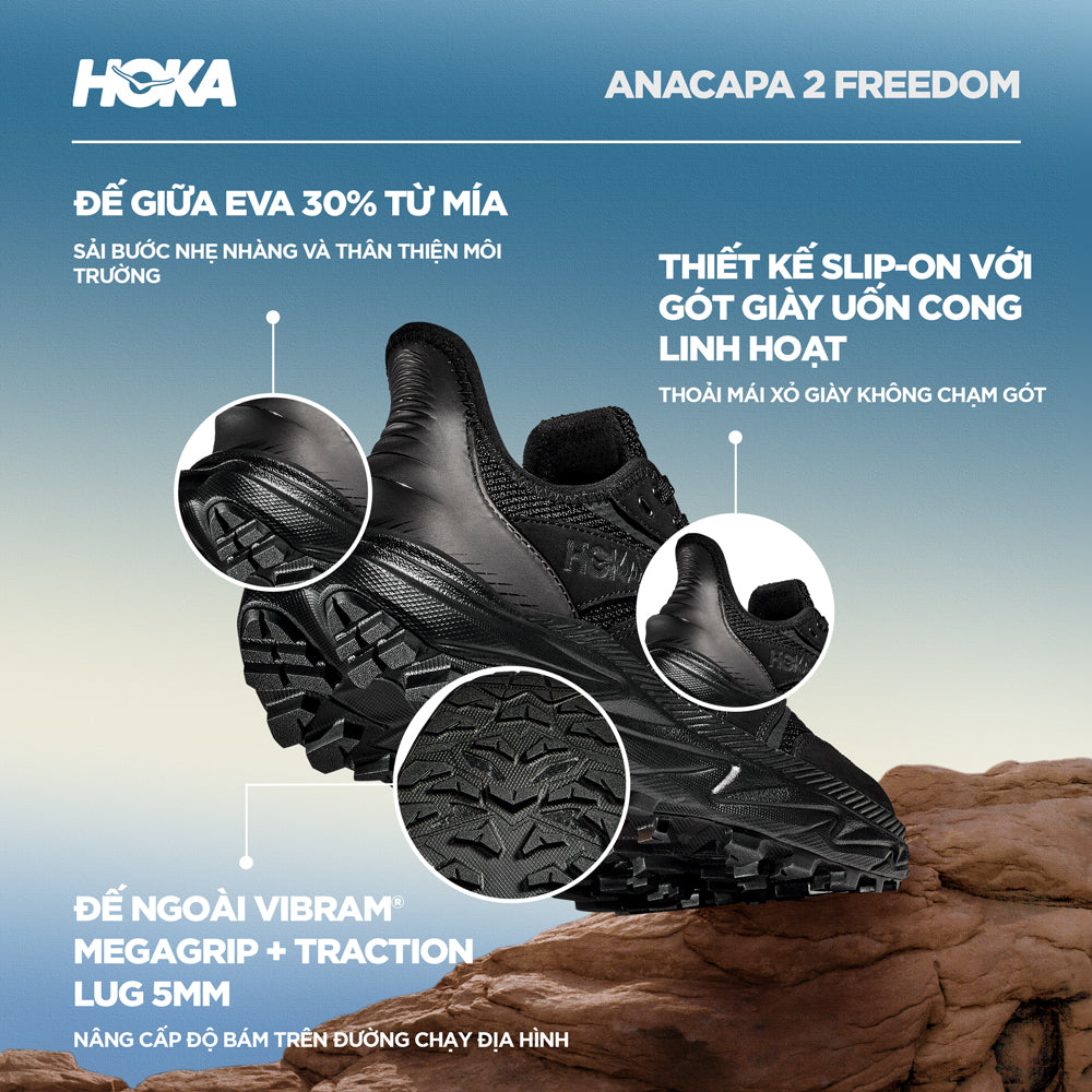 Giày Leo Núi Nam HOKA Anacapa 2 Freedom - Đen - Supersports Vietnam