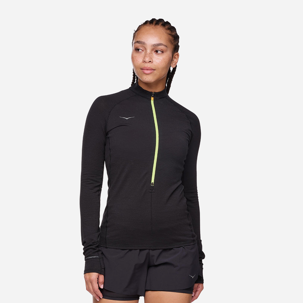 Áo Tay Dài Bó Cơ Nữ HOKA Basezip Long - Đen