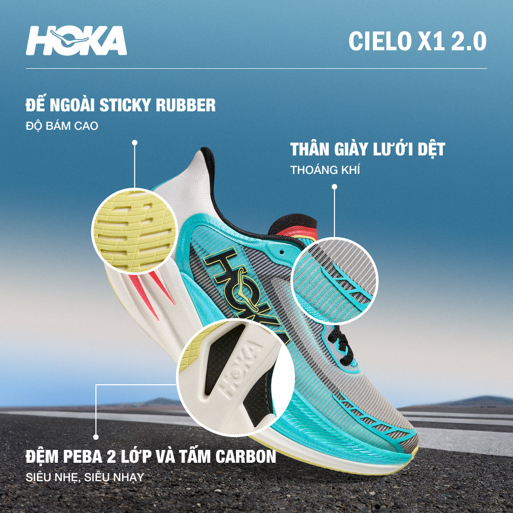 Giày Chạy Bộ Unisex HOKA Cielo X1 2.0 - Xanh Dương - Supersports Vietnam