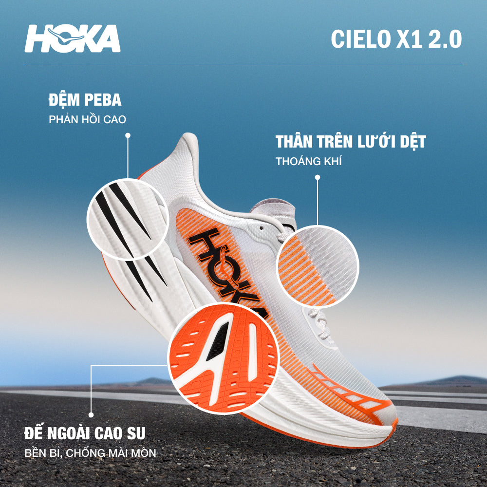 Giày Chạy Bộ Unisex HOKA Cielo X1 2.0 - Trắng - Supersports Vietnam