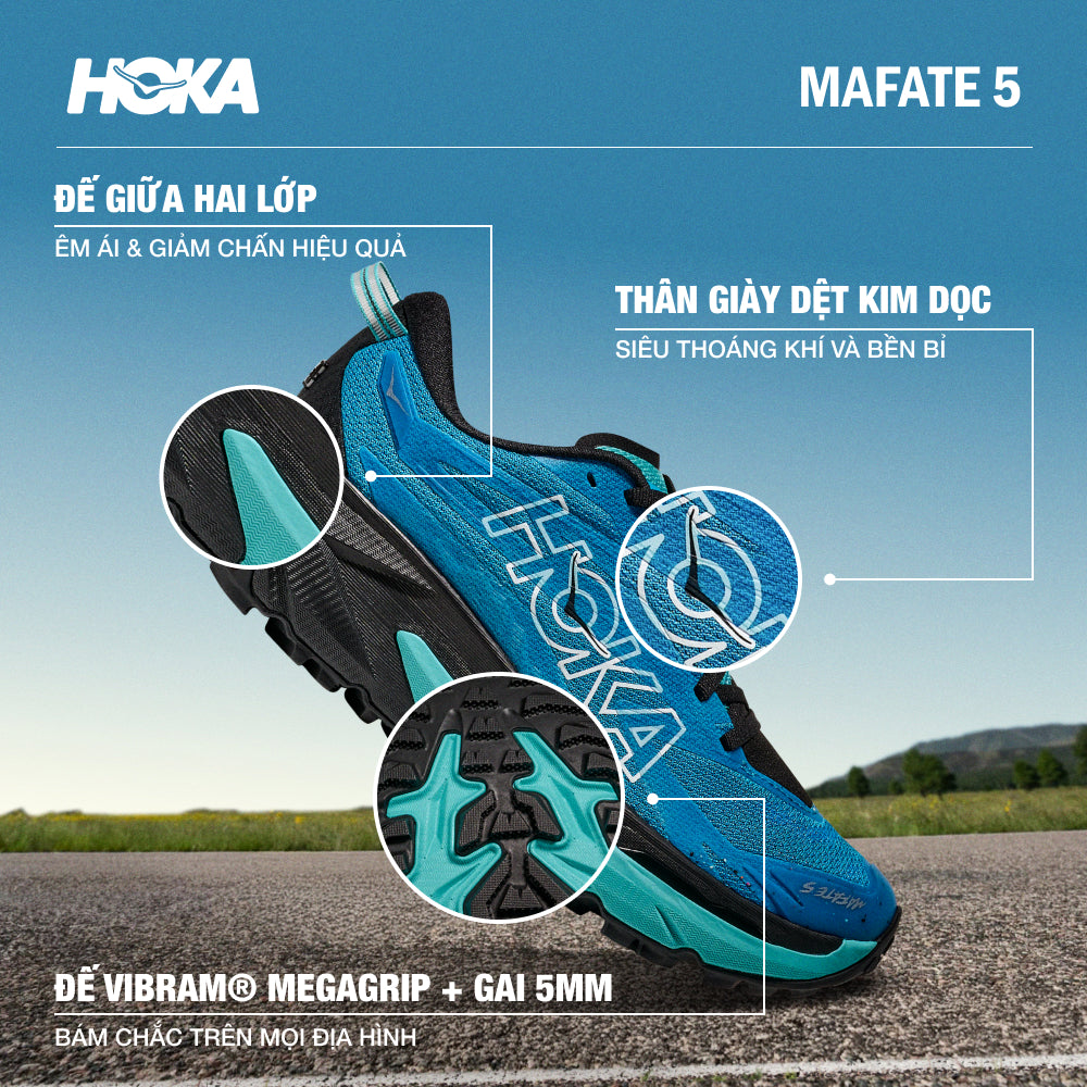 Women's HOKA Mafate 5 Running Shoes - Blue