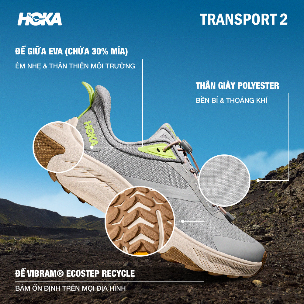 Giày Chạy Trail Nữ HOKA Transport 2 - Xám - Supersports Vietnam