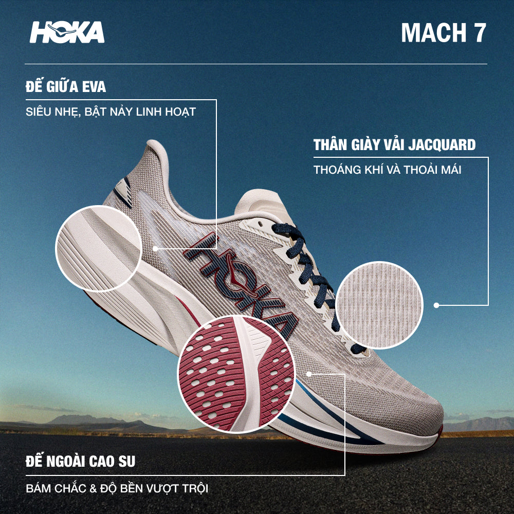 Giày Chạy Bộ Nam HOKA Mach 7 Wide - Be - Supersports Vietnam