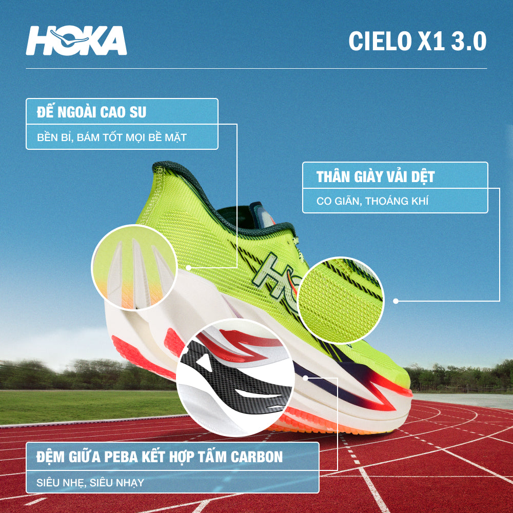 Giày Chạy Bộ Unisex HOKA Cielo X1 3.0 - Xanh Lá - Supersports Vietnam