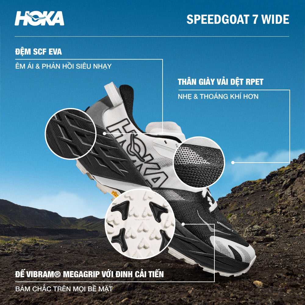 Giày Chạy Trail Nam HOKA Speedgoat 7 Wide - Đen - Supersports Vietnam