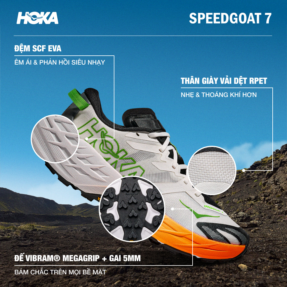 Giày Chạy Trail Nam HOKA Speedgoat 7 Wide - Trắng - Supersports Vietnam