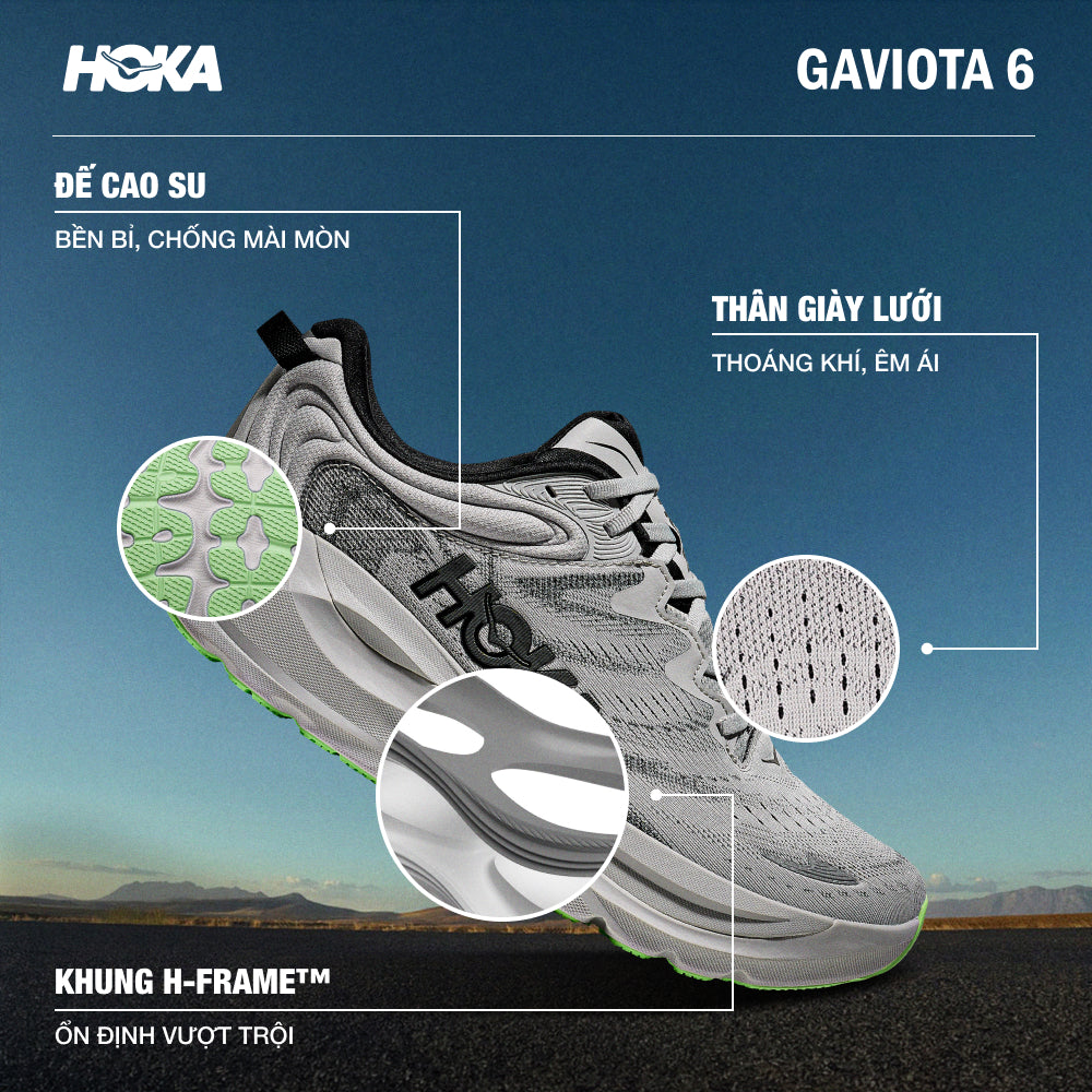 Giày Chạy Bộ Nam HOKA Gaviota 6 Wide - Xám - Supersports Vietnam
