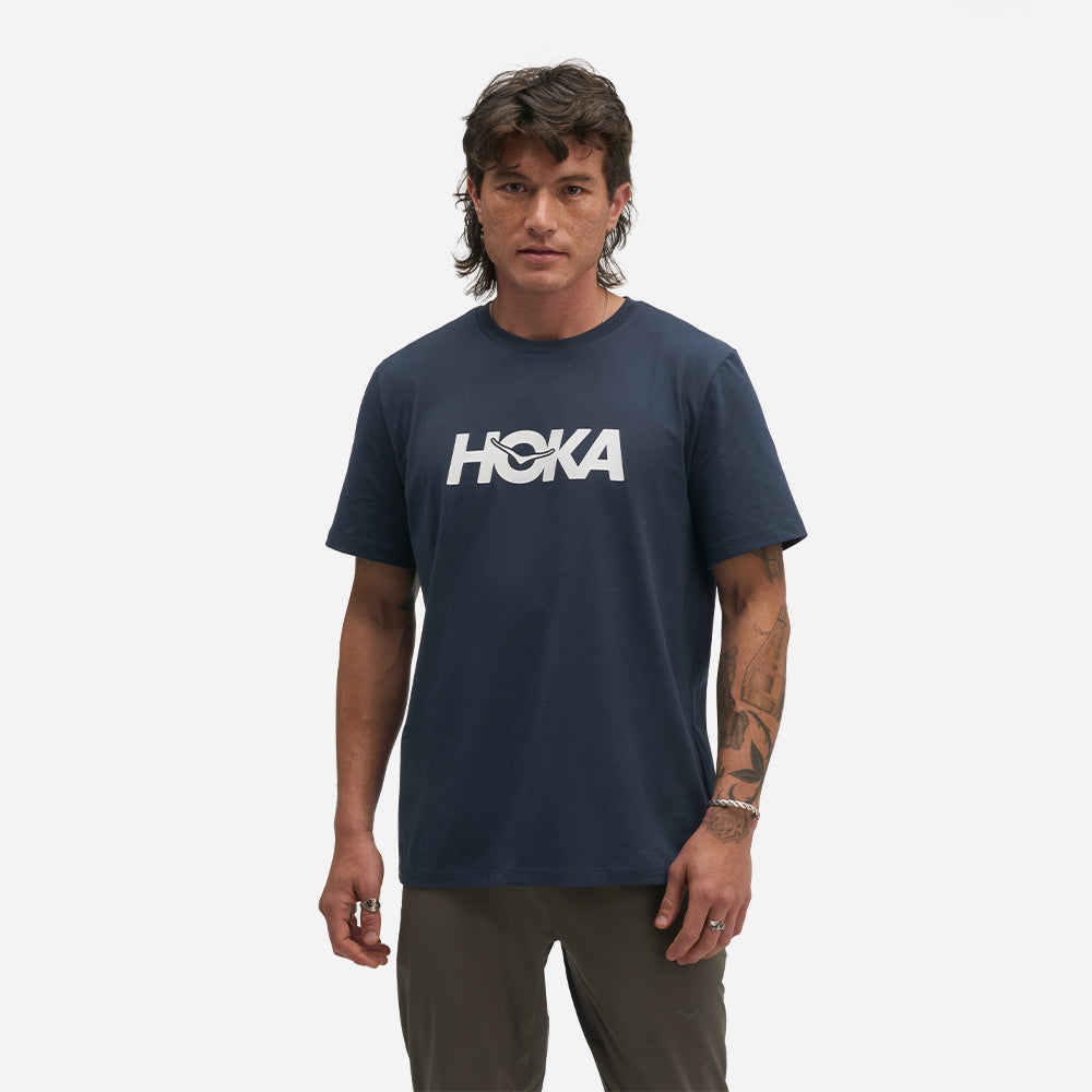 Áo Thun Nam HOKA Core Logo Ctn Short Sleeve - Xanh Navy - Supersports Vietnam