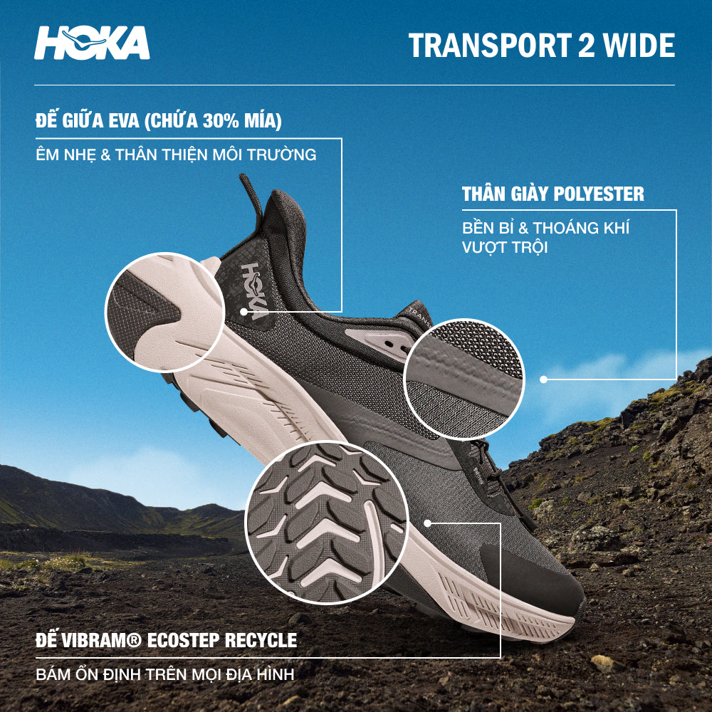 Giày Chạy Trail Nam HOKA Transport 2 Wide - Nâu - Supersports Vietnam