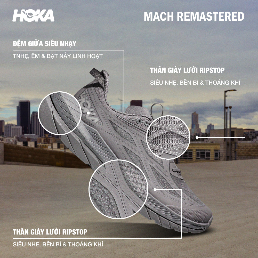 Giày Sneaker Nam HOKA Mach Remastered - Xám - Supersports Vietnam