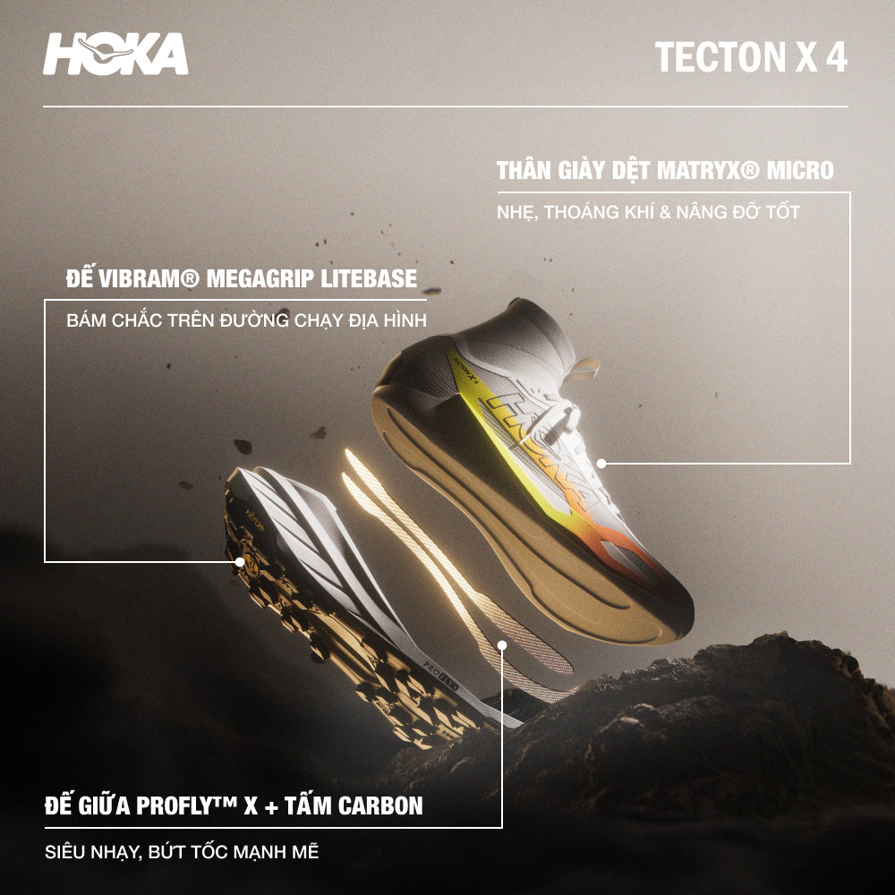 Giày Chạy Trail Nữ HOKA Tecton X 4 - Trắng - Supersports Vietnam