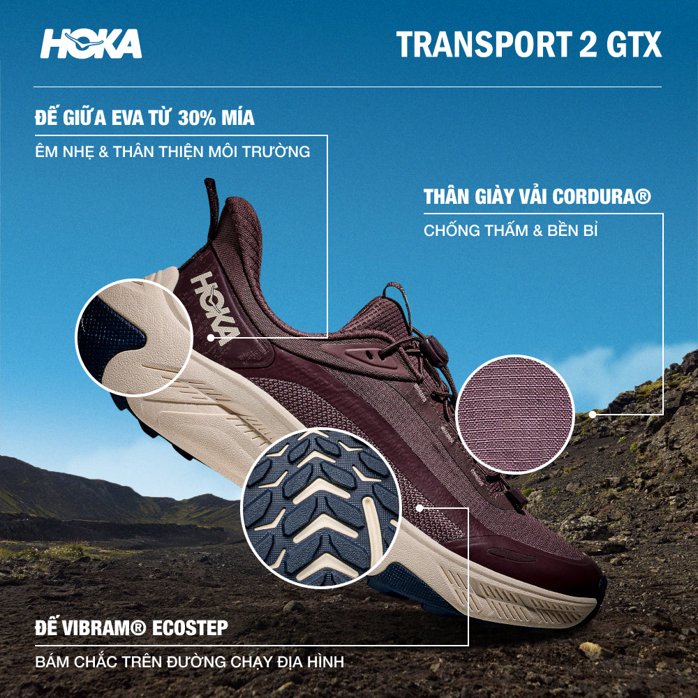 Giày Chạy Trail Nữ HOKA Transport 2 Gtx - Đỏ - Supersports Vietnam
