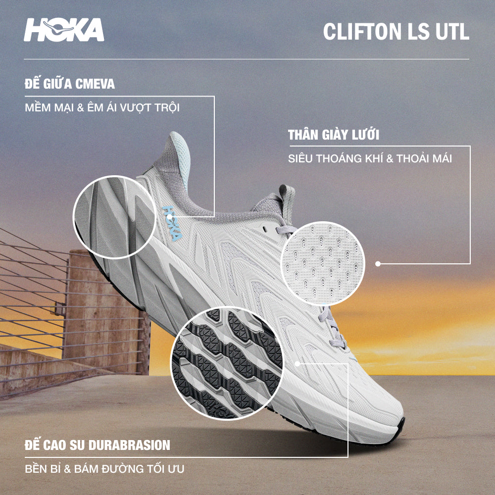 Men's HOKA Clifton LS UTL Sneakers - White