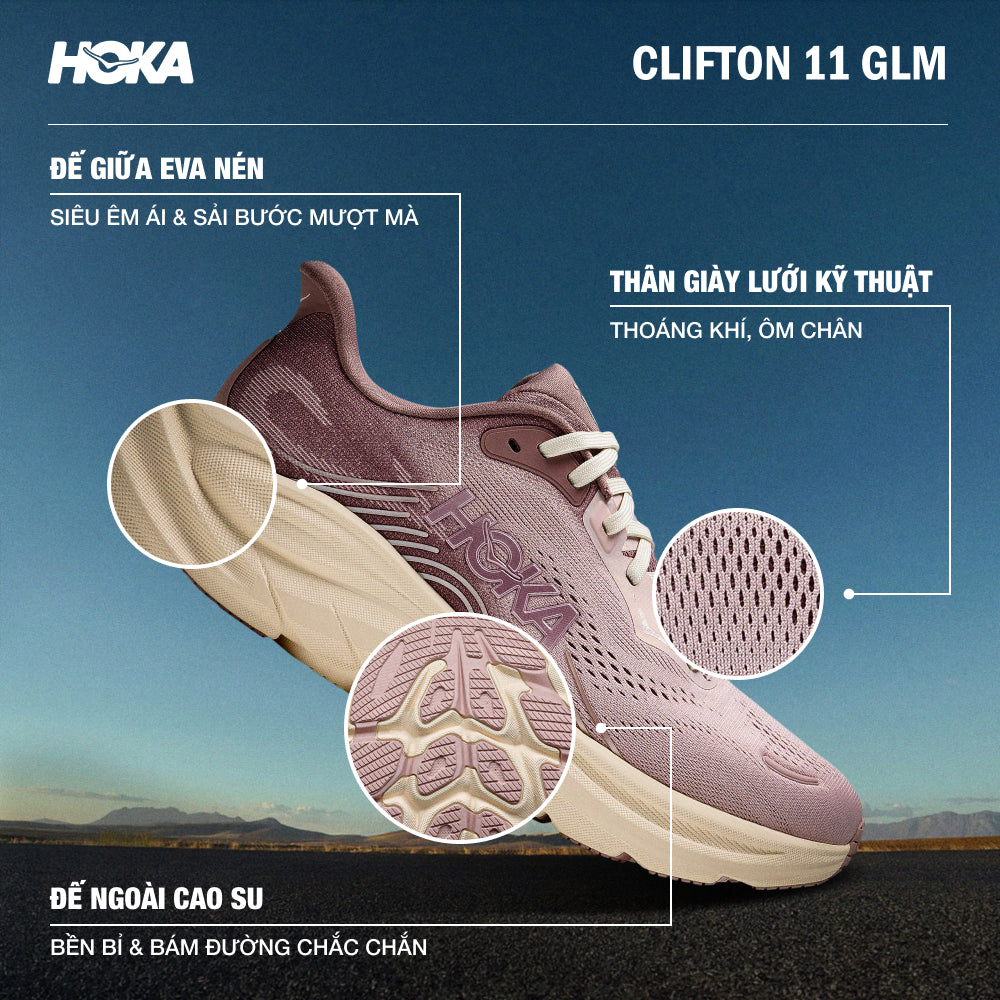 Giày Chạy Bộ Nữ HOKA Clifton 11 Glm Wide - Hồng - Supersports Vietnam