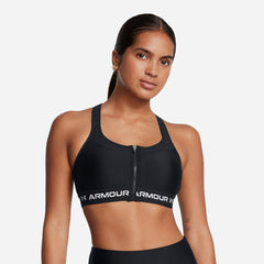 Women's Under Armour Crossback Zip High-Support Bra - Black