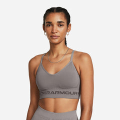 Women's Under Armour Seamless Low Long Light-Support Bra - Gray