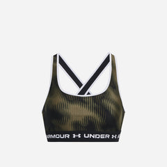 Women's Under Armour Crossback Mid Print Medium-Support Bra - Black