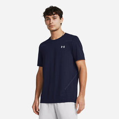 Men's Under Armour Seamless Grid Short Sleeve T-Shirt - Navy