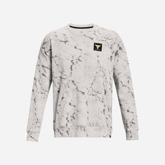 Men's Under Armour Project Rock Rival Fleece Crew Long Sleeve T-Shirt - Gray