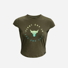 Women's Under Armour Project Rock Night Shift Cap T-Shirt - Army Green