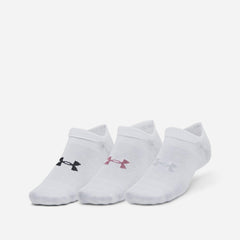 Under Armour Essential 3Pack No Show Socks - White