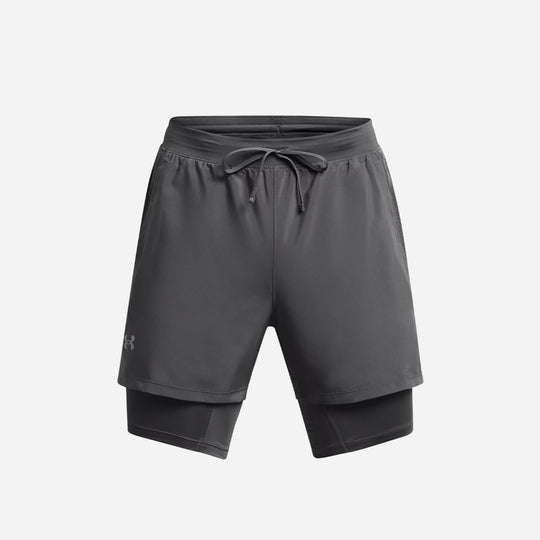 Men's Under Armour Launch 5 Inch 2-In-1 Shorts - Gray