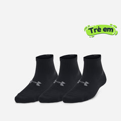 Kids' Under Armour Essential Quarter (3 Pack) Socks - Black