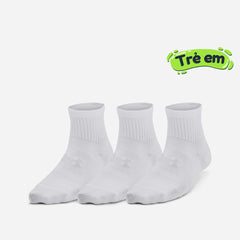 Kids' Under Armour Essential Quarter (3 Pack) Socks - White