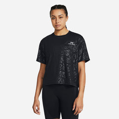 Women's Under Armour Rush Energy Embo Crop T-Shirt - Black