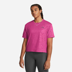 Women's Under Armour Rush Energy Embo Crop T-Shirt - Pink