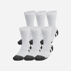 Under Armour Performance Tech 6 Pack Crew Hi-Quarter Socks - White