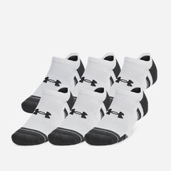 Under Armour Performance Tech 6 Pack No Show Socks - White