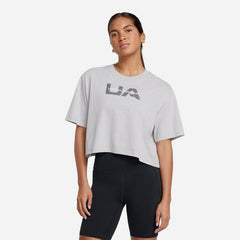 Áo Thun Nữ Under Armour Boxy Crop Branded - Xám