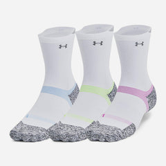 Under Armour Armourdry Cushion 3 Pack Crew Hi-Quarter Socks - White