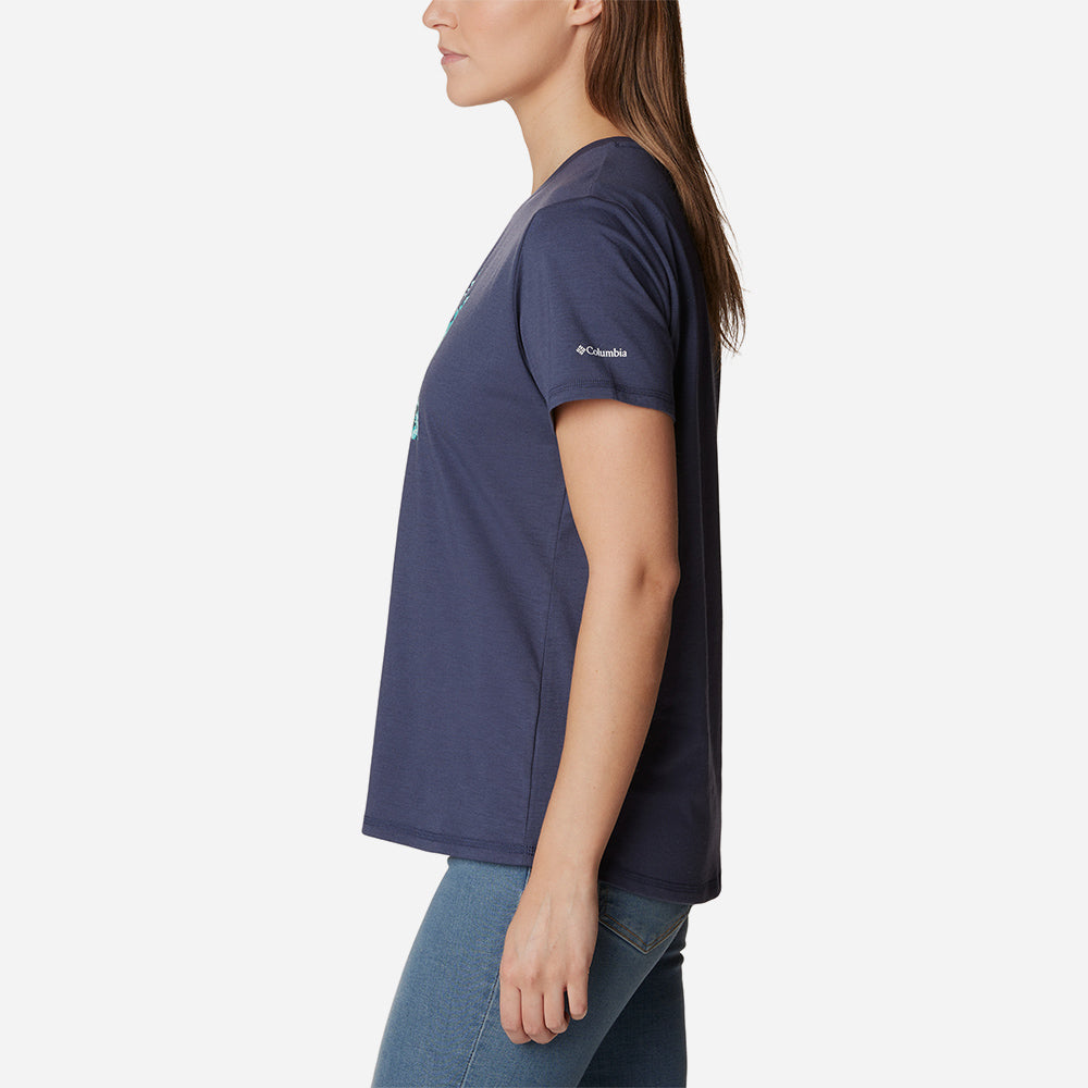 Áo Thun Ngắn Tay Chống Nắng Nữ Columbia Sun Trek™ Graphic - Xanh Navy - Supersports Vietnam