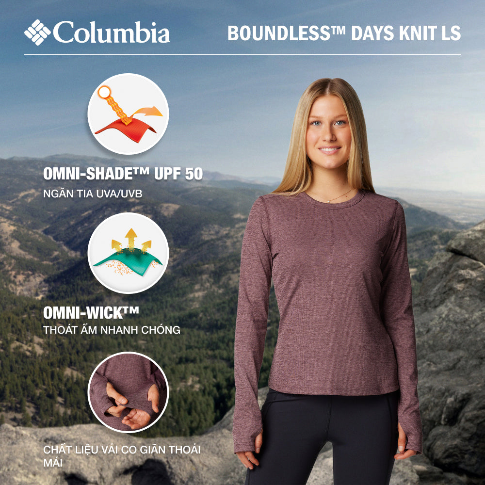 Áo Thun Tay Dài Nữ Columbia Boundless™ Days Knit - Tím - Supersports Vietnam