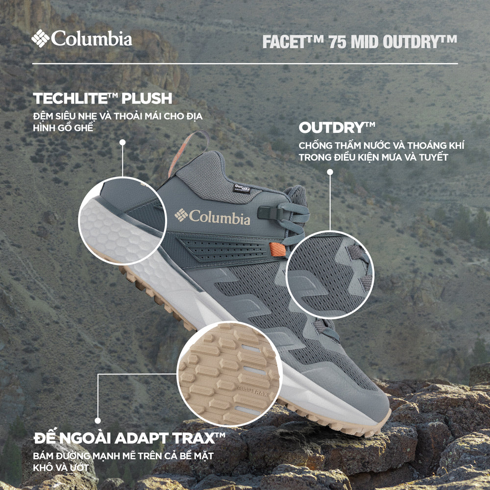 Giày Leo Núi Nam Columbia Facet™ 75 Mid Outdry™ - Xám - Supersports Vietnam