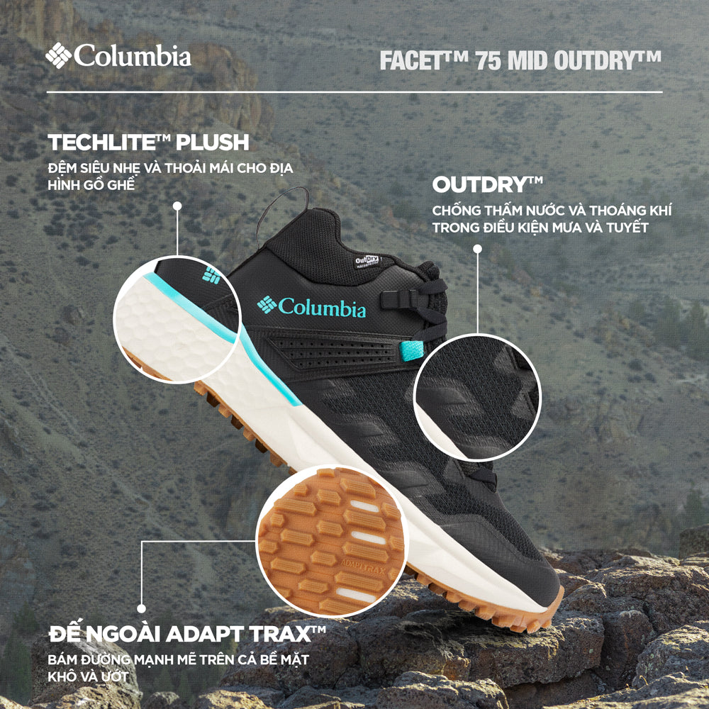 Giày Leo Núi Nữ Columbia Facet™ 75 Mid Outdry™ - Đen - Supersports Vietnam