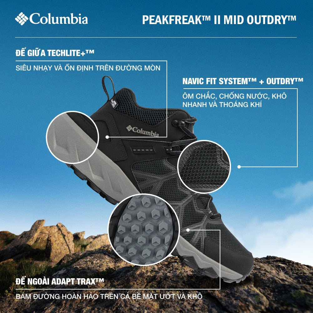 Giày Leo Núi Nam Columbia Peakfreak™ Ii Mid Outdry™ - Đen - Supersports Vietnam