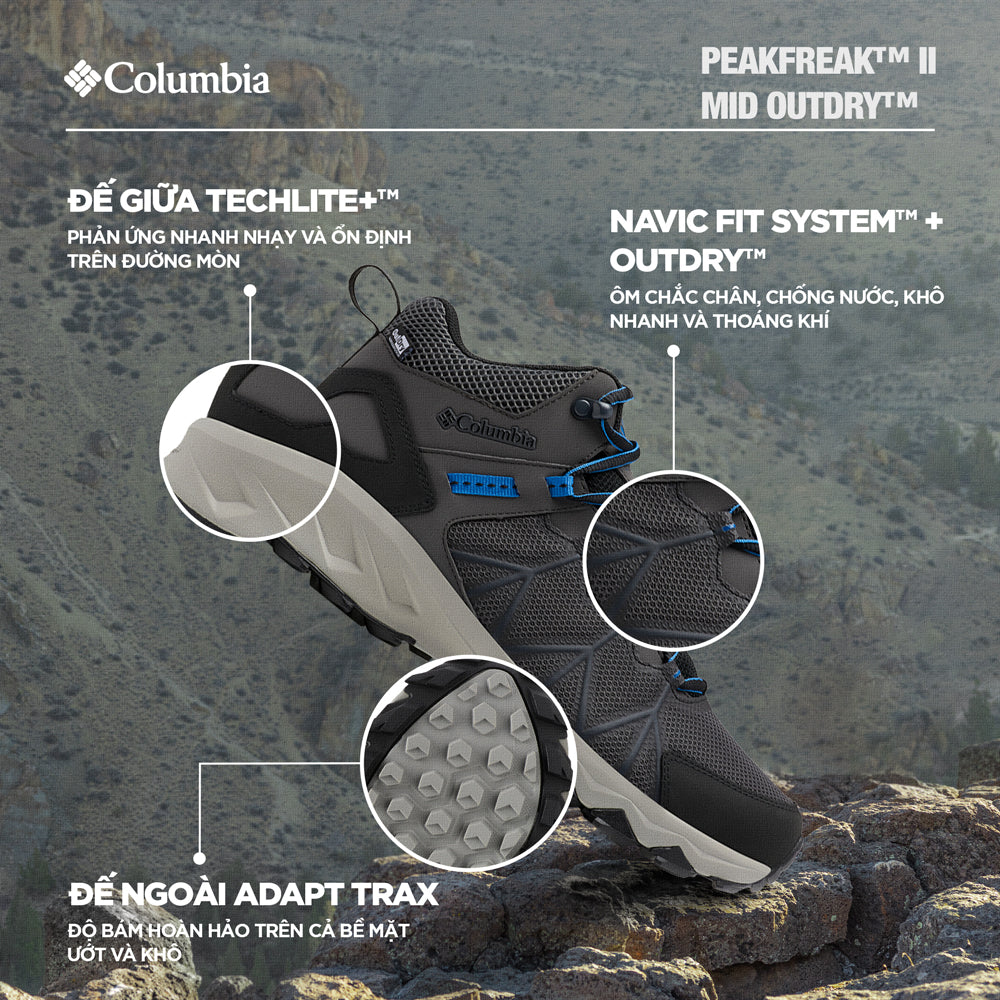 Giày Leo Núi Nam Columbia Peakfreak™ Ii Mid Outdry™ (Phiên Bản Mới Nhất 2024) - Xám - Supersports Vietnam