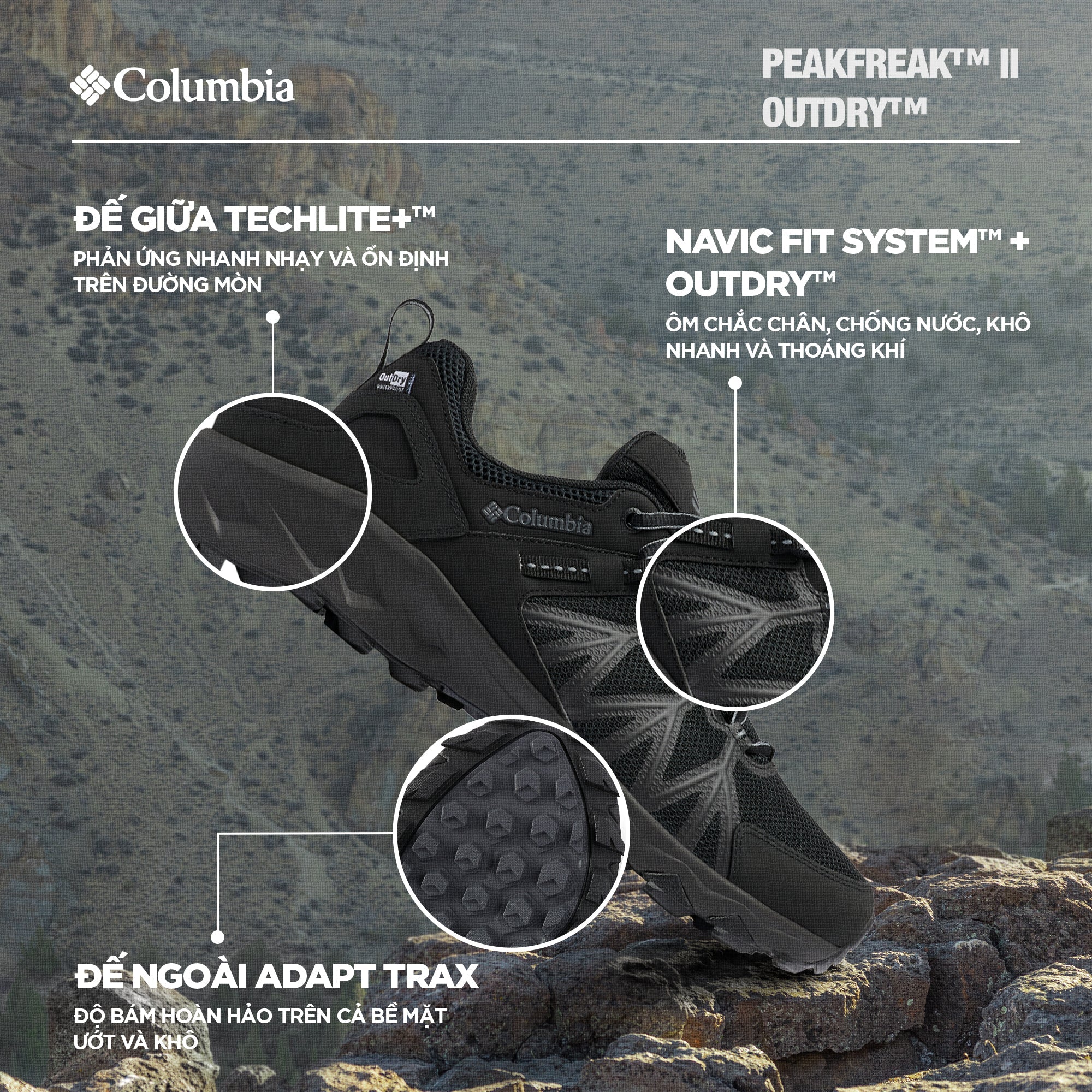 Giày Leo Núi Nam Columbia Peakfreak™ Ii Outdry™ (Phiên Bản 2024) - Đen - Supersports Vietnam