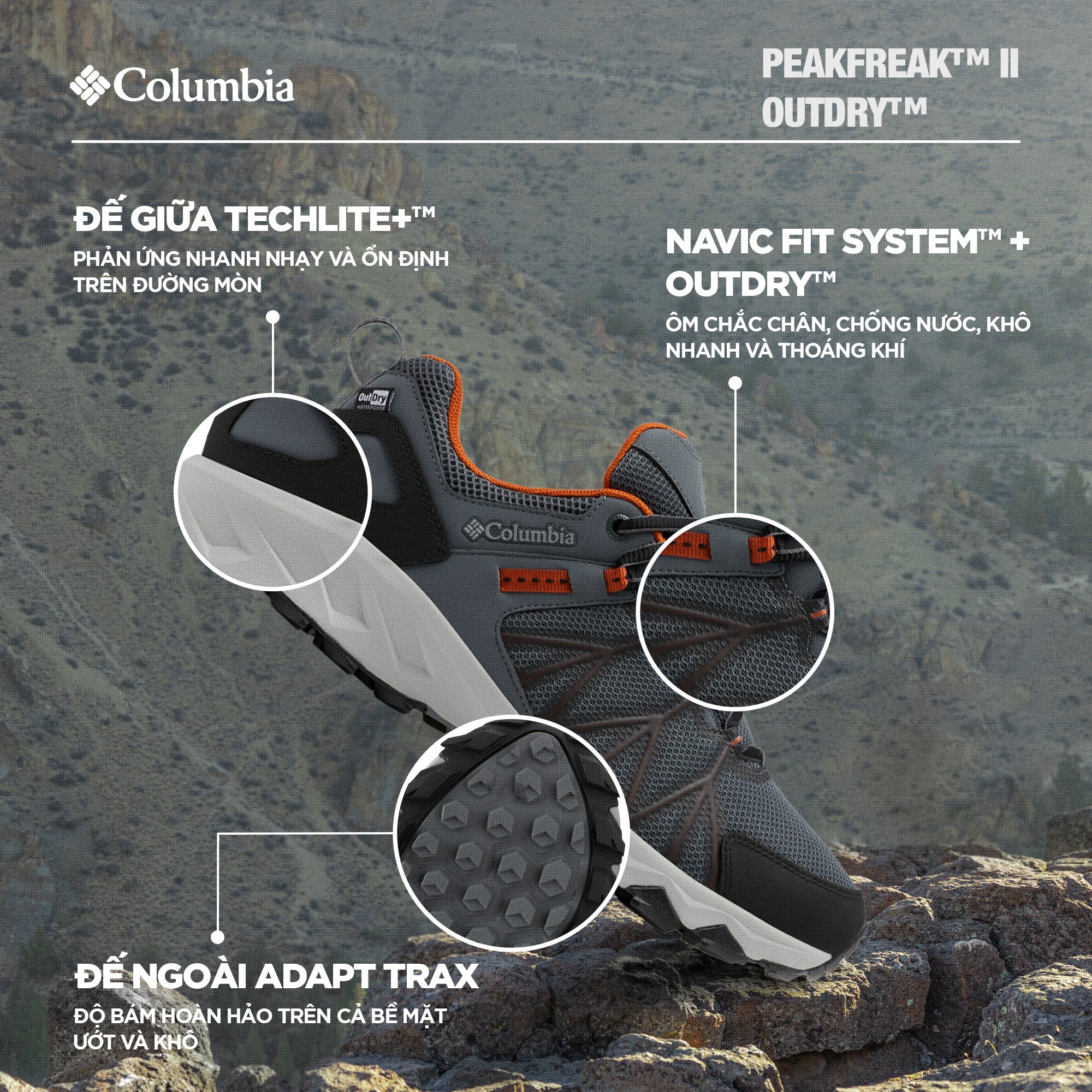 Giày Leo Núi Nam Columbia Peakfreak™ Ii Outdry™ (Phiên Bản Mới Nhất 2024) - Xám - Supersports Vietnam